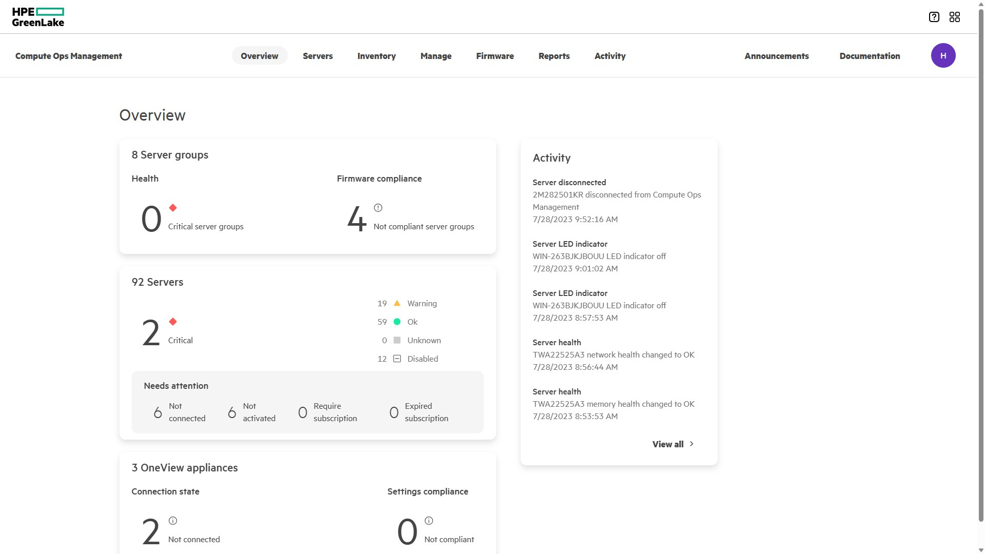 HPE Compute Ops Management - OneView Edition SaaS, Software as a service (SaaS)