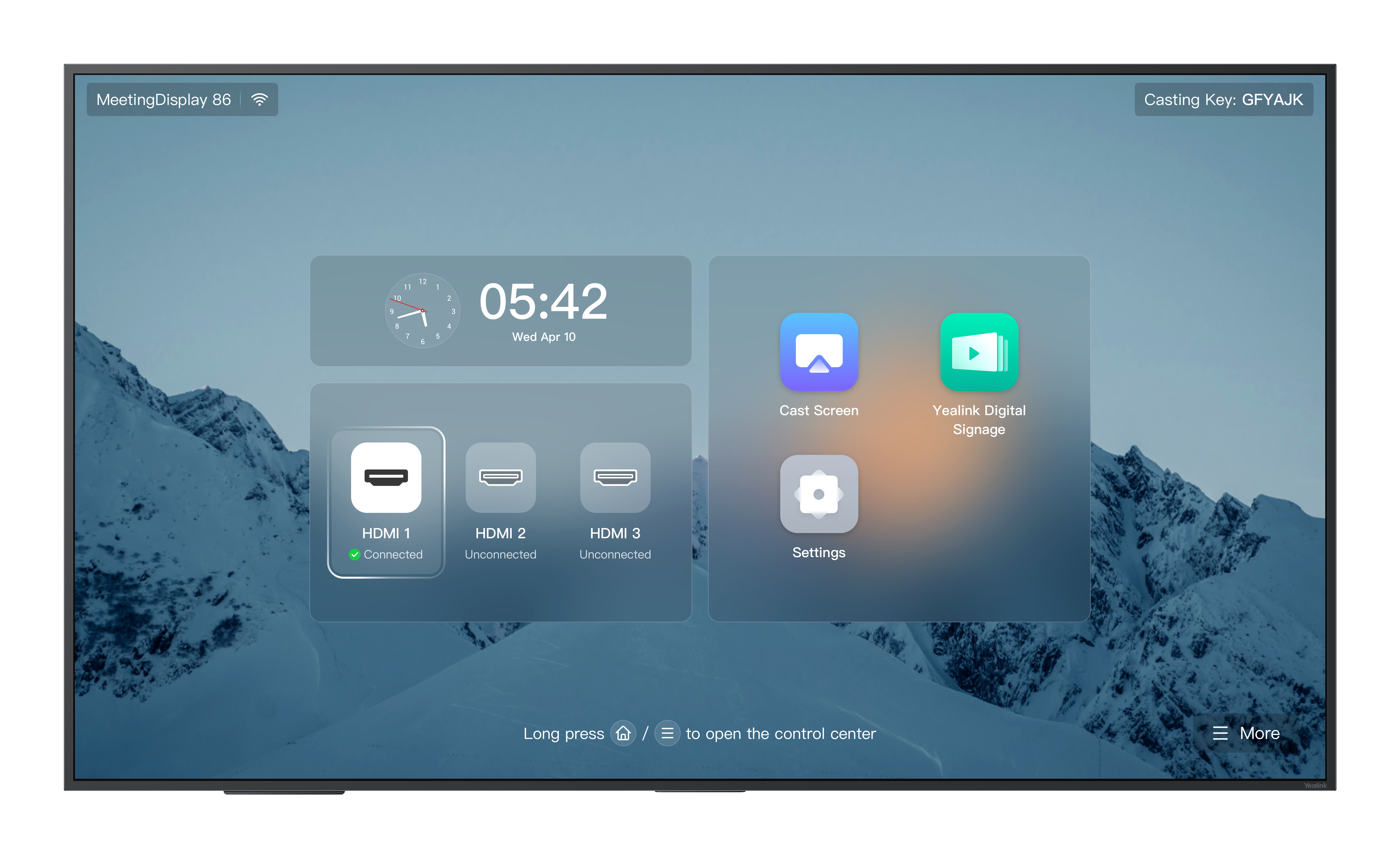 Yealink MeetingDisplay 86'', 165,1 cm (65"), IPS, 3840 x 2160 Pixel, 500 cd/m², 1200:1, 600 x 400 mm