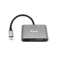 Equip USB-C 5-in-1 Multifunktionsadapter, Kabelgebunden, USB 3.2 Gen 1 (3.1 Gen 1) Type-C, 100 W, Schwarz, Grau, 5 Gbit/s, 4096 x 2160 Pixel