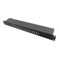 LogiLink Patch Panel - Rack montierbar - CAT 6a - STP - RJ-45 X 16 - Schwarz, RAL 9005 - 1U - 48.3 cm (19")