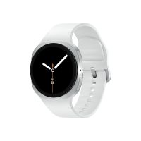 Samsung Galaxy Watch8 - 40 mm - silber - intelligente Uhr mit Sportband - Gummi - weiß - Bandgröße: S/M - Anzeige 3.4 cm (1.34")