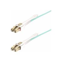 StarTech.com 10m (30ft) LC to LC (UPC) OM4 Multimode Fiber Optic Cable w/Push Pull Tabs, 50/125µm, 100G Networks, Bend Insensitive, Low Insertion Loss - LSZH Fiber Patch Cord (450FBLCLC10PP)