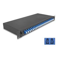 Delock Glasfaserkabelkiste - OS2, komplett montiert - Vorderseite - Rack montierbar - LC Duplex x 24 - Schwarz - 1U - 48.3 cm (19")