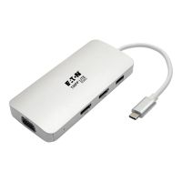 Eaton Tripp Lite Series USB C Docking Station w/ USB-A Hub, 2x HDMI, VGA, PD Charging 1080p @ 60 Hz, Silver USB Type C, USB-C, USB Type-C Thunderbolt 3 Compatible