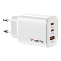 Verbatim Essentials - Netzteil - GaN - 65 Watt - 3 A - Power Delivery 3.0 + PPS, QC 3.0 - 3 Ausgabeanschlussstellen (USB-C, USB)
