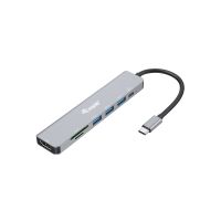 Equip USB-C 7-in-1 Multifunktionsadapter, HDMI 4K/60Hz, USB 3.2 Gen1 x 3, TF/MICRO SD, 100W USB PD, Kabelgebunden, USB 3.2 Gen 1 (3.1 Gen 1) Type-C, 100 W, Silber, MicroSD (TransFlash), SD, SDHC, SDXC, 5 Gbit/s
