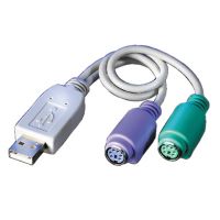 VALUE USB - 2x PS/2 Konverter, 0,3 m, 2x 6-p Mini-DIN, USB A, Männlich, Weiblich, Grau