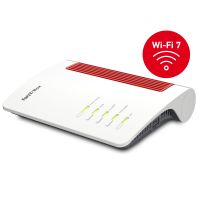 AVM FRITZ!Box 4690, Wi-Fi 7 (802.11be), Dual-Band (2,4 GHz/5 GHz), Ethernet/LAN, Rot, Weiß, Tabletop-Router