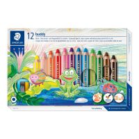 STAEDTLER buddy 3 in 1 - Wasserfarbstift - Wachs - für Glas, Pappe - gemischte Farben (Packung mit 12)