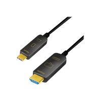 LogiLink Premium High Speed - Adapterkabel - 24 pin USB-C männlich zu HDMI männlich - 20 m - doppelt geschirmtes Kupfer/Glasfaser-Hybridkabel - Schwarz - Active Optical Cable (AOC)