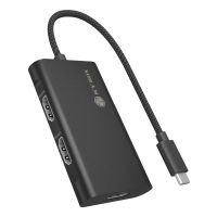 ICY BOX Adapter für USB Type-C zu 3x HDMI, USB 3.2 Gen 2 (3.1 Gen 2) Type-C, HDMI, 10000 Mbit/s, 144 Hz, 3840 x 2160, 7680 x 4320, 7680 x 4320 Pixel