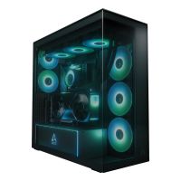 Arctic Xtender VG (Black) Premium E-ATX PC-Gehäuse mit vertikaler GPU-Montage, Midi Tower, PC, Schwarz, EATX, Metall, Gehärtetes Glas, Gaming
