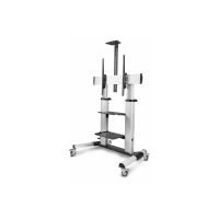StarTech.com Rolling TV Cart/Stand On Wheels, Up to 100inch/220lb Screens - Wagen - für Flachbildschirm - Kunststoff, Aluminium, Stahl - Schwarz, Silber - Bildschirmgröße: 152.4-254 cm (60"-100")