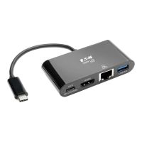 Eaton Tripp Lite Series USB C to HDMI Multiport Video Adapter Converter w/ USB-A Hub, USB-C PD Charging Port & Gigabit Ethernet Port, Thunderbolt 3 Compatible USB Type C to HDMI, USB Type-C