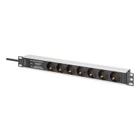 DIGITUS DN-95441, 1U, Horizontal/Vertikal, ABS Synthetik, Aluminium, Schwarz, Silber, Schwarz, 7 AC-Ausgänge