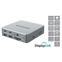 Conceptronic DONN25G 15-in-1 DisplayLink USB 3.2 Gen 2 Dockingstation, 4K60Hz Triple-Display, HDMI x 2, DisplayPort, USB-C 10 Gbit/s x 2, USB-A 10 Gbit/s x 2, USB-A 5 Gbit/s x 2, SD, TF/MicroSD, GbE, Audio, DC-Eingang, Sicherheitssteckplatz, PD 3,0, Kabel