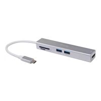 Equip 5-in-1-USB-C-Multifunktionale adapter, HDMI , USB 3.0, TF/Micro SD, USB 3.2 Gen 1 (3.1 Gen 1) Type-C, Silber, MicroSD (TransFlash), MicroSDHC, SD, SDHC, 4K Ultra HD, 30 Hz, HDMI, USB 3.2 Gen 1 (3.1 Gen 1) Type-A