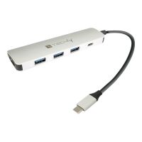 Techly Hub - Aluminium, SuperSpeed USB 3.1 Gen 1 Typ C - 4 x SuperSpeed USB 3.0 + 1 x USB-C (Spannungsversorgung)