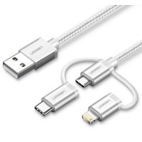 Ugreen 50203, 1,5 m, USB A, USB C/micro-USB B/Lightning, USB 2.0, Weiß