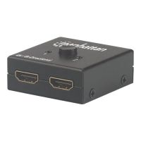 Manhattan HDMI Switch 2-Port, 4K@30Hz, Bi-Directional, Black, Displays output from x1 HDMI source to x2 HD displays (same output to both displays)