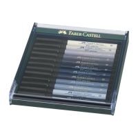FABER-CASTELL PITT Artist Pen B - Pinselstift - permanent - diverse Graufarben - India Ink (Packung mit 12)
