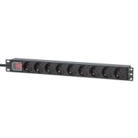 Intellinet 715133, 1U, Aluminium, Schwarz, 9 AC-Ausgänge, Typ F, Typ F