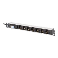 DIGITUS Steckdosenleiste (Rack - einbaufähig) - aluminum, with circuit breaker - Wechselstrom 250 V - 4000 Wh - Ausgangsanschlüsse: 7 (Typ C)