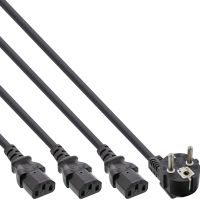 InLine Netz-Y-Kabel - 1x Schutzkontaktstecker zu 3x Kaltgerätestecker - 1,8m
