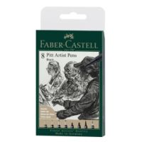 FABER-CASTELL Pitt Artist Pen Tuschestift, 8er Etui, schwarz, 8 Farben, Schwarz, Mehrfarbig, Erwachsene, 1 Stück(e)