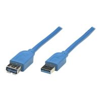 Manhattan USB-A to USB-A Extension Cable, 2m, Male to Female, Blue, 5 Gbps (USB 3.2 Gen1 aka USB 3.0)