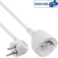 InLine Strom-Verlängerung Schutzkontakt Stecker gewinkelt / Buchse - weiß - 1,5m