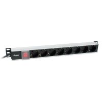 Equip 8-Steckdosen Deutsche Stromverteilungseinheit, Aluminiumgehäuse, 3 m, Standard, 1U, Aluminium, Schwarz, Silber, 8 AC-Ausgänge, Typ F