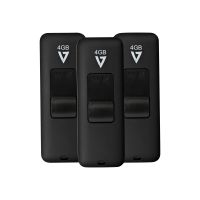 V7 VF24GAR-3PK-3E - USB-Flash-Laufwerk - 4 GB - USB 2.0 - Schwarz (Packung mit 3)