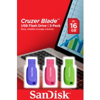 SanDisk Cruzer Blade - USB-Flash-Laufwerk - 16 GB - USB 2.0 - Blau, grün, pink (Packung mit 3)