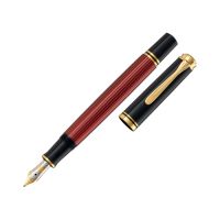 Pelikan Souverän 600, Schwarz, Gold, Rot, Integriertes Befüllsystem, Gold/Rhodium, Fettdruck, Beidhändig, Deutschland