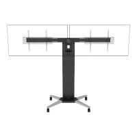 Vision VFM-F51T - Wagen - für 2 Flachbildschirme - motorisiert - Stahl, Aluminium - mattschwarz - Bildschirmgröße: 139.7-215.9 cm (55"-86")