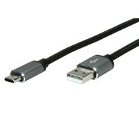 ROLINE 11029029, 3 m, USB A, USB C, USB 2.0, 0,48 Gbit/s, Schwarz, Silber