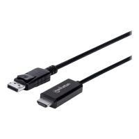 IC Intracom Manhattan DisplayPort 1.2 to HDMI Cable, 4K@60Hz, 3m, Male to Male, DP With Latch, Black, Not Bi-Directional, Three Year Warranty, Polybag