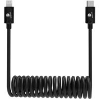 DEQSTER Spiral Ladekabel Lightning auf USB-C, 0,8 m, Lightning, USB C, Männlich, Männlich, Schwarz