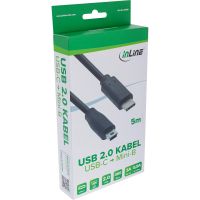 InLine USB 2.0 Kabel - USB-C Stecker an Mini-B Stecker - schwarz - 5m
