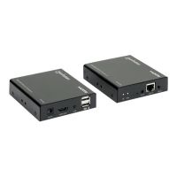 Manhattan 1080p HDMI KVM over IP Extender Kit, HDMI Extender by Single Cat5e/6 up to 120m, with IR and KVM, Black, Three Year Warranty, Retail Box
