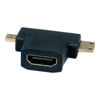 VALUE HDMI-Adapter mit Ethernet - HDMI weiblich zu 19 pin mini HDMI Type C, 19 pin micro HDMI Type D männlich