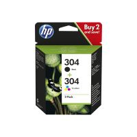 HP 304 - 2er-Pack - pigmentiertes Schwarz, Farbe (Cyan, Magenta, Gelb)
