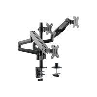 Equip Befestigungskit (Klemmmontagesockel, Tischplattenbohrung, Halterung für Display, Schrauben) - Gasfeder - für 3 LCD-Displays/ Curved LCD-Displays - Kunststoff, stainless steel - Schwarz - Bildschirmgröße: 43.2-68.6 cm (17"-27")