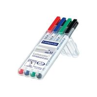 STAEDTLER Lumocolor 301 - Marker - für Glas, Whiteboard, Porzellan - Schwarz, Rot, Blau, Grün - 1 mm - Mittel (Packung mit 4)