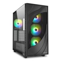 Sharkoon REBEL C80G RGB, Midi Tower, PC, Schwarz, ATX, micro ATX, Mini-ITX, Metall, Gehärtetes Glas, Gaming
