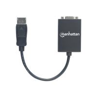 Manhattan DisplayPort to VGA HD15 Converter Cable, 15cm, Male to Female, Active, DP With Latch, Black, Lifetime Warranty, Polybag - Videoadapter - DisplayPort (M)