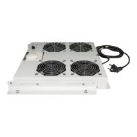 Intellinet 4-Fan Ventilation Unit for 19" Racks, Roof Mount, with Thermostat, Grey - Rack-Lüftereinsatz - mit 4 Lüfter, Thermostat - Wechselstrom 220/240 V - Grau, RAL 7035 - 48.3 cm (19")