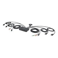 StarTech.com 2-Port Dual-Monitor HDMI Cable KVM Switch, 4K 60Hz, Compact KVM with 5ft/1.5m USB-A/HDMI/Audio Integrated Cables, Bus Powered - Remote Push Button/Hotkey Switching (C2-DH46-UA2-CBL-KVM)