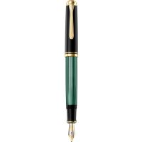 Pelikan M600, Schwarz, Gold, Grün, Integriertes Befüllsystem, Gold, Kursiv nib, Gold/Rhodium, Fettdruck